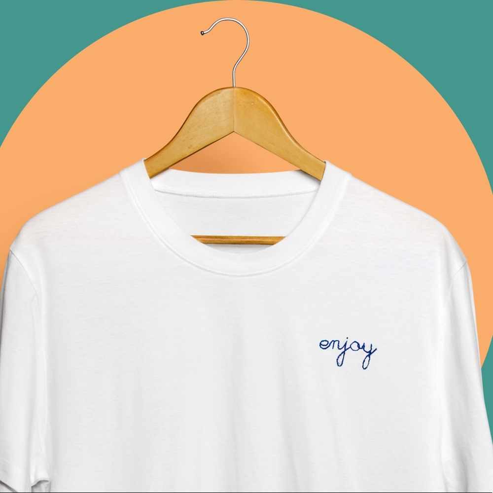 Embroidered “ENJOY” Handmade Tee